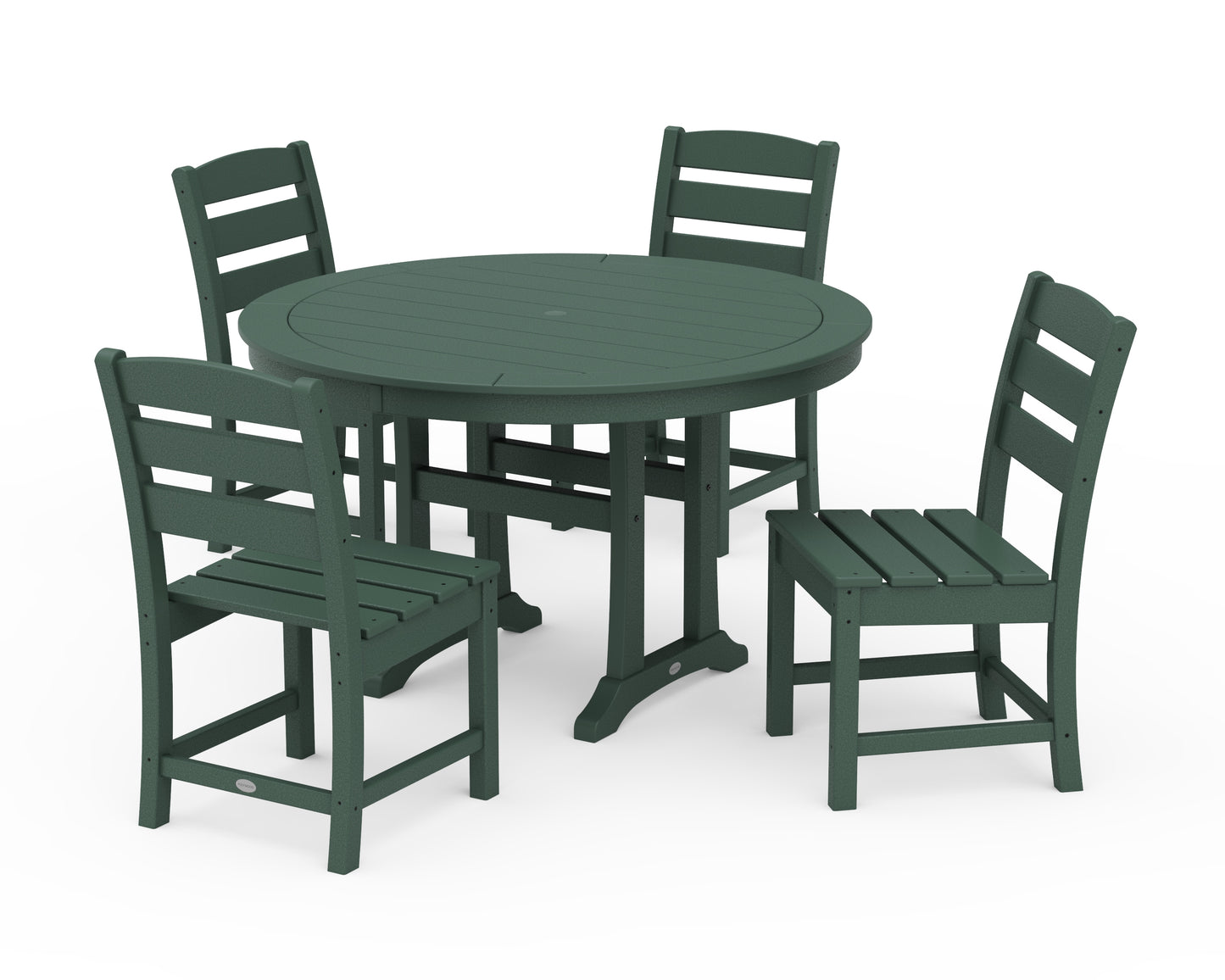 Lakeside Side Chair 5-Piece Round Dining Set With Trestle Legs