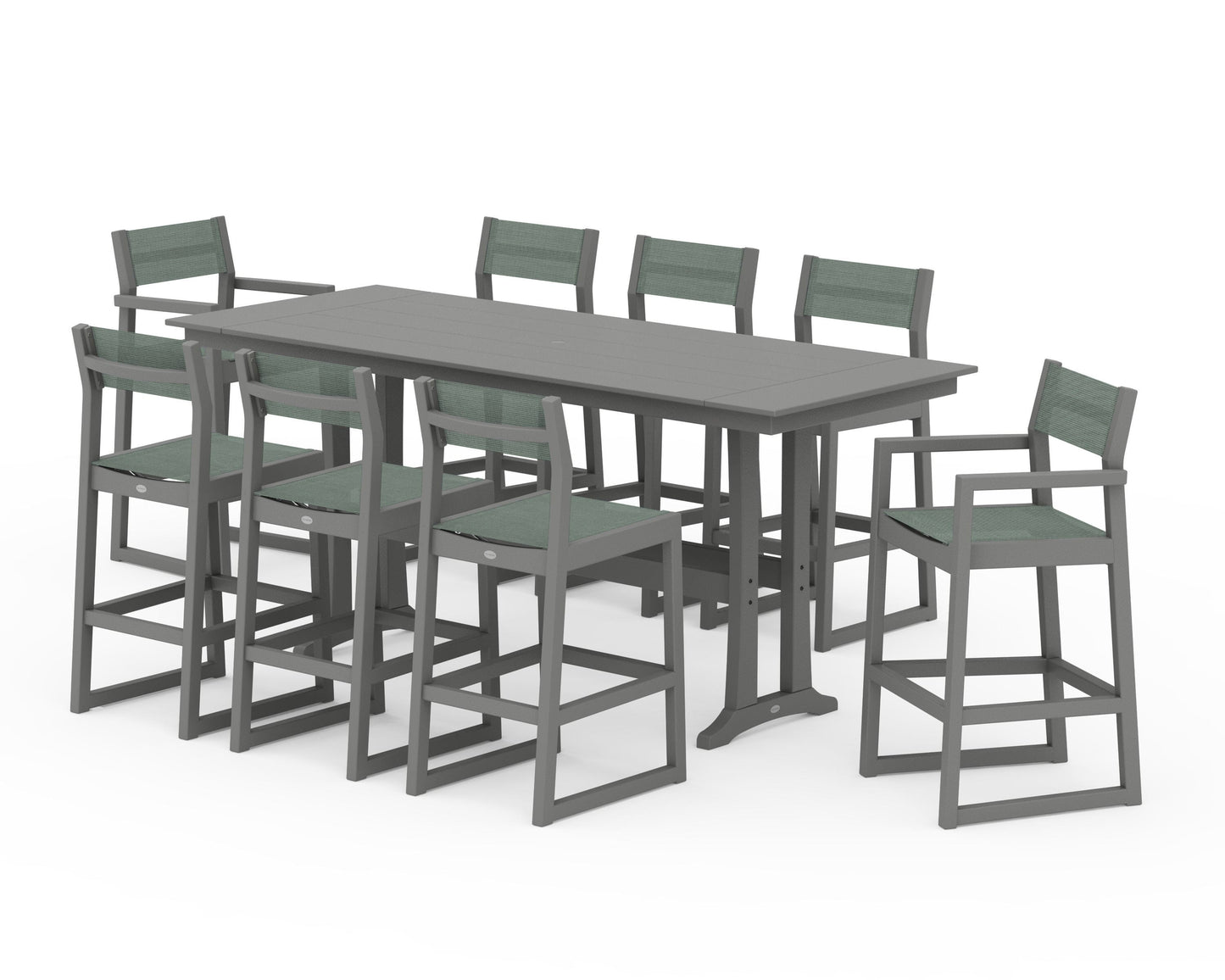 EDGE Sling 9-Piece Farmhouse Bar Set with Trestle Legs