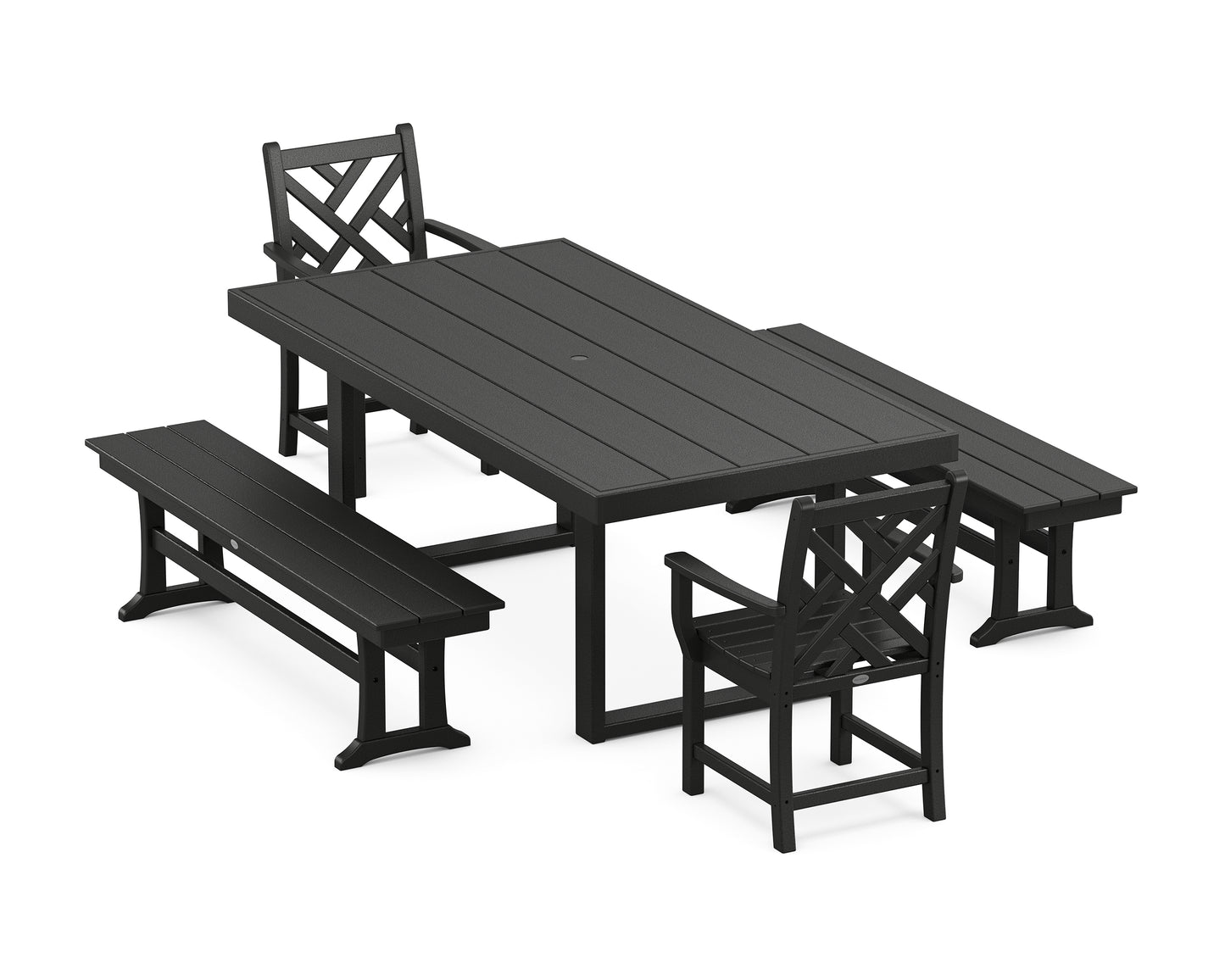 Chippendale 5-Piece Dining Set with Benches