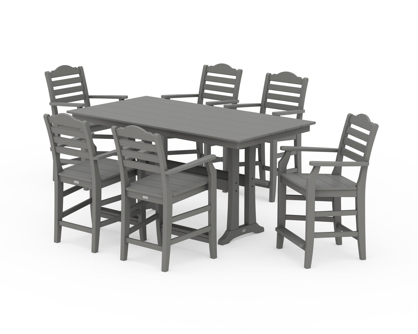 Savannah Arm Chair 7-Piece Farmhouse Counter Set with Trestle Legs