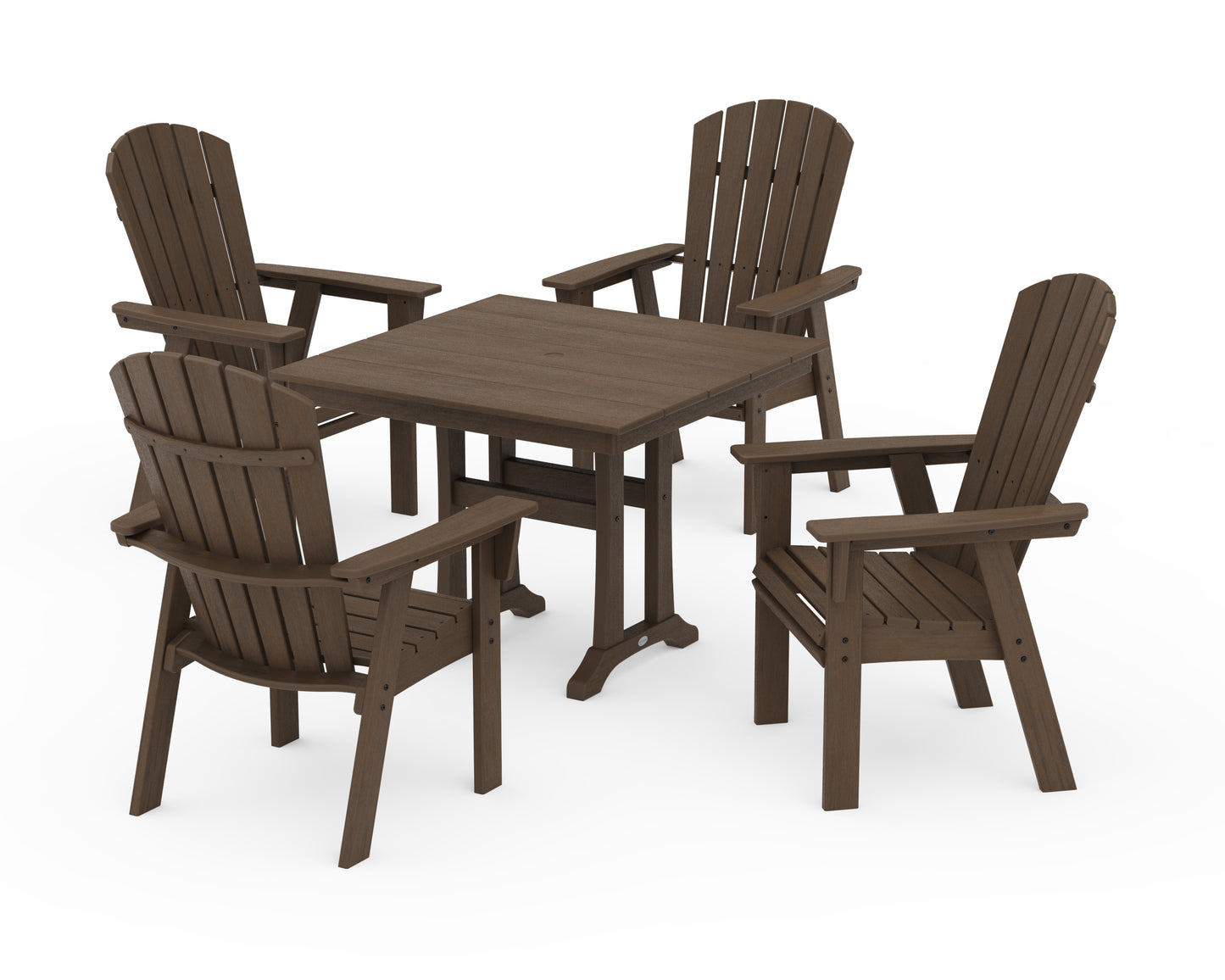 Nautical Adirondack 5-Piece Farmhouse Dining Set With Trestle Legs