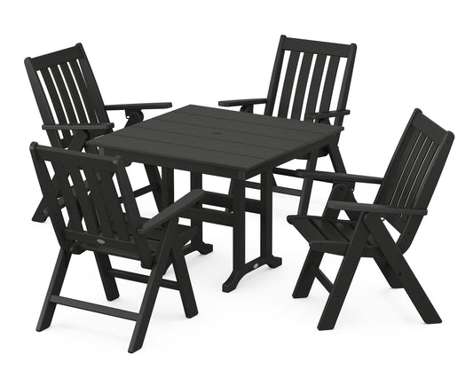 Vineyard Folding Chair 5-Piece Farmhouse Dining Set