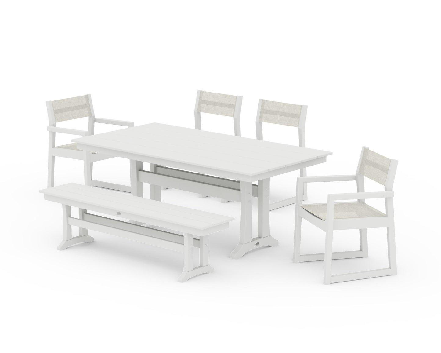 EDGE Sling 6-Piece Farmhouse Dining Set With Trestle Legs