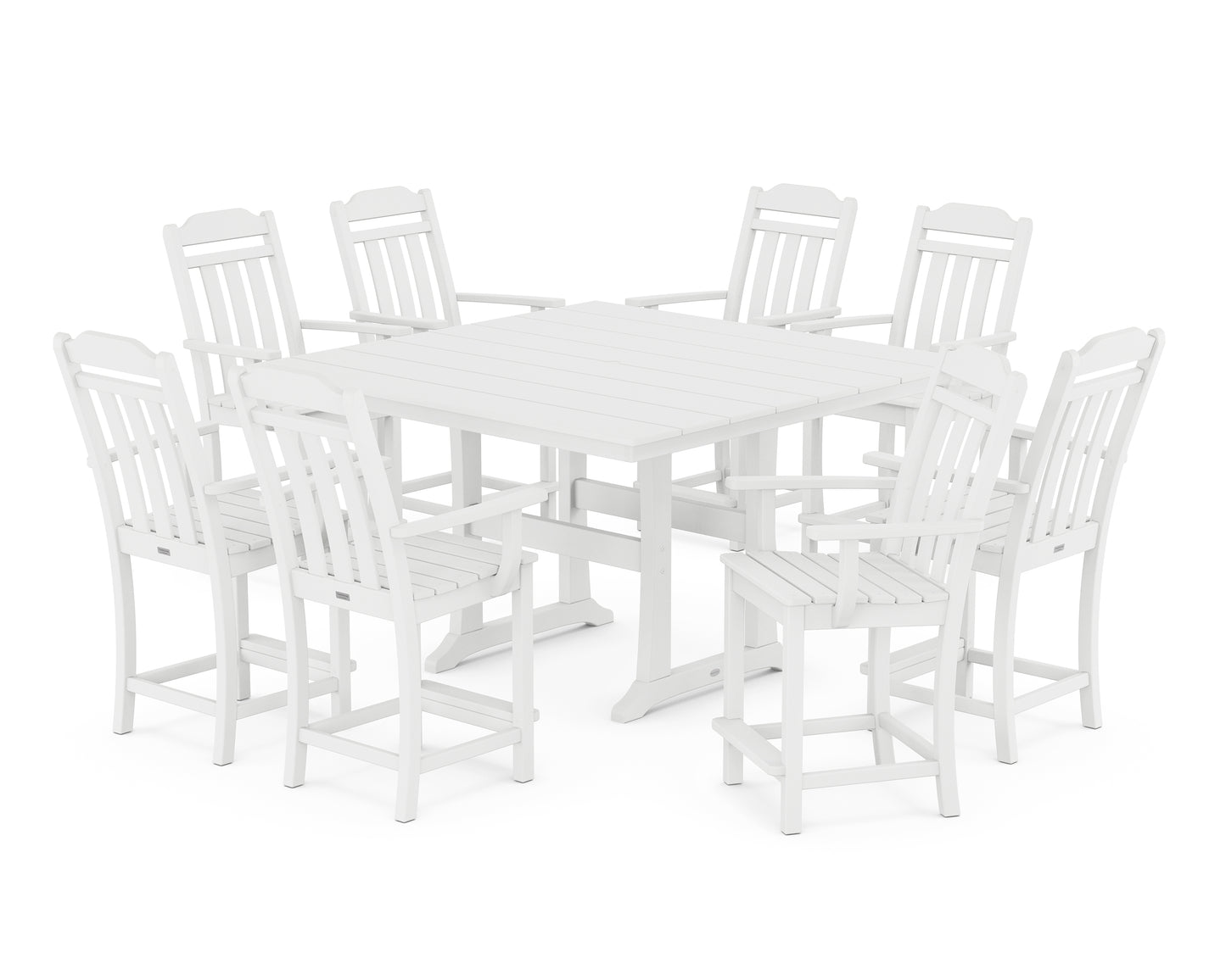 Cottage 9-Piece Square Farmhouse Counter Set with Trestle Legs