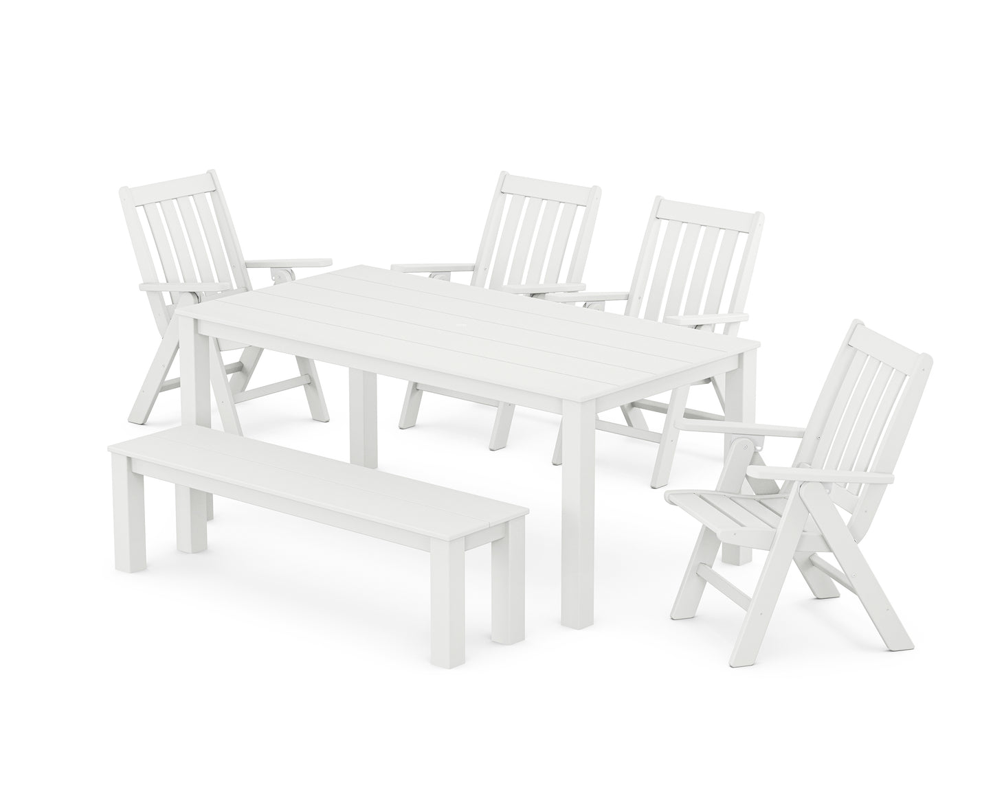 Vineyard Folding Chair 6-Piece Parsons Dining Set with Bench