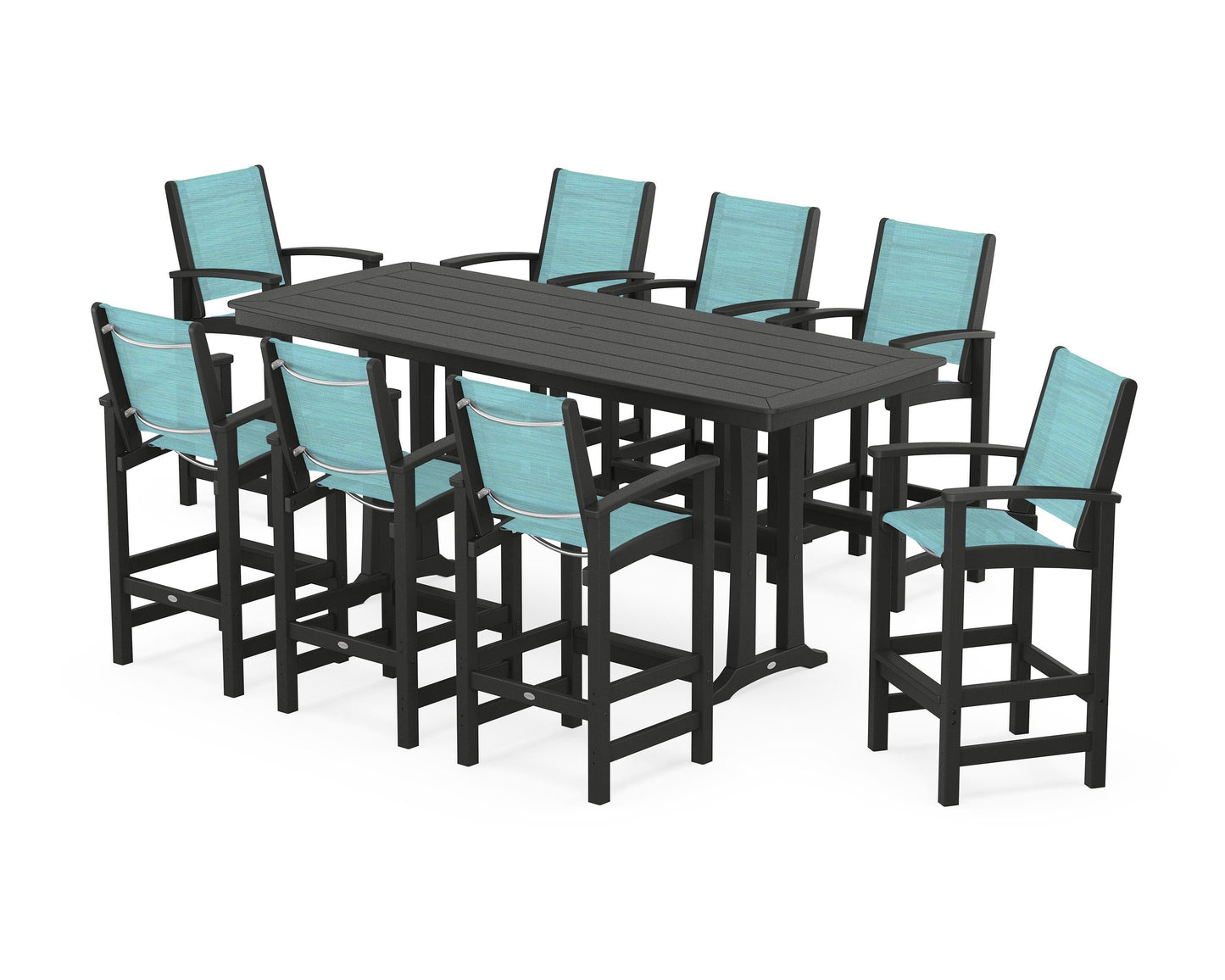 Coastal 9-Piece Bar Set with Trestle Legs