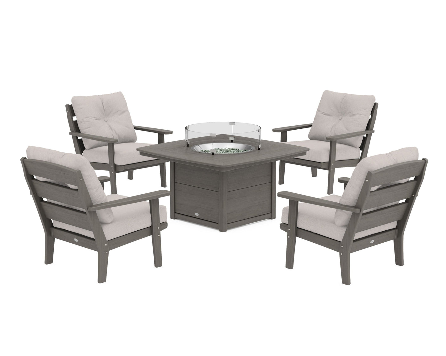 Lakeside 5-Piece Deep Seating Set with Nautical Fire Pit Table