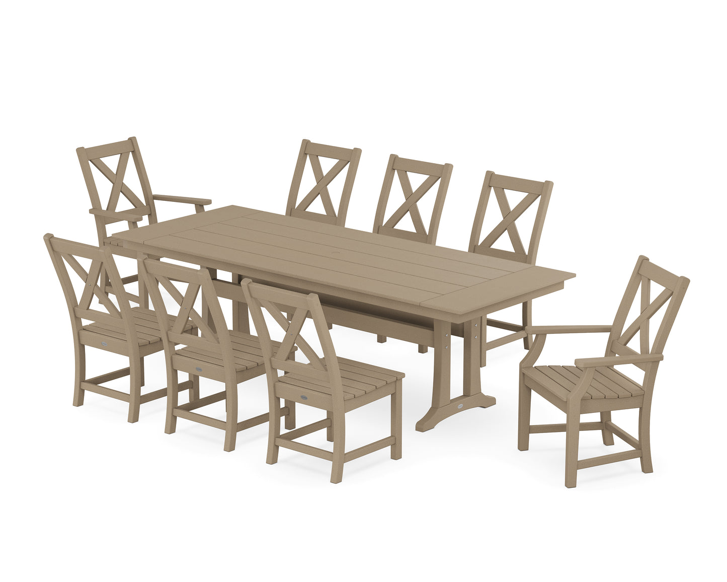 Braxton 9-Piece Farmhouse Dining Set with Trestle Legs