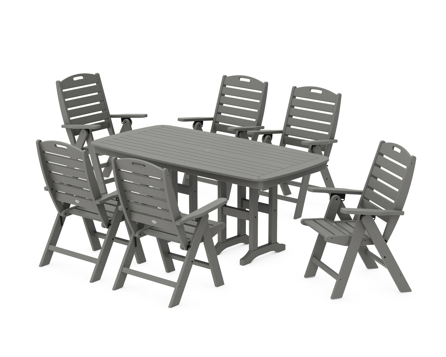 Nautical Folding Highback Chair 7-Piece Dining Set