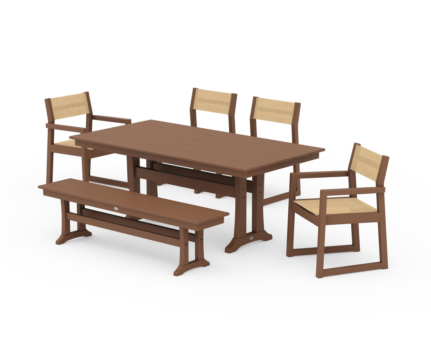 EDGE Sling 6-Piece Farmhouse Dining Set With Trestle Legs