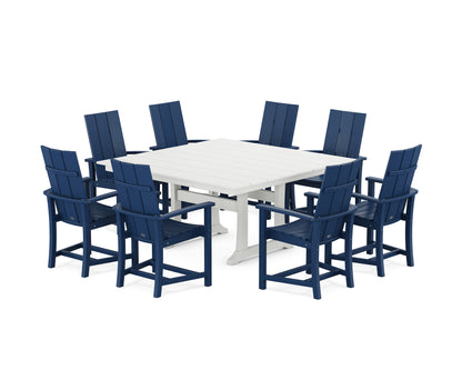 Modern Adirondack 9-Piece Farmhouse Trestle Dining Set