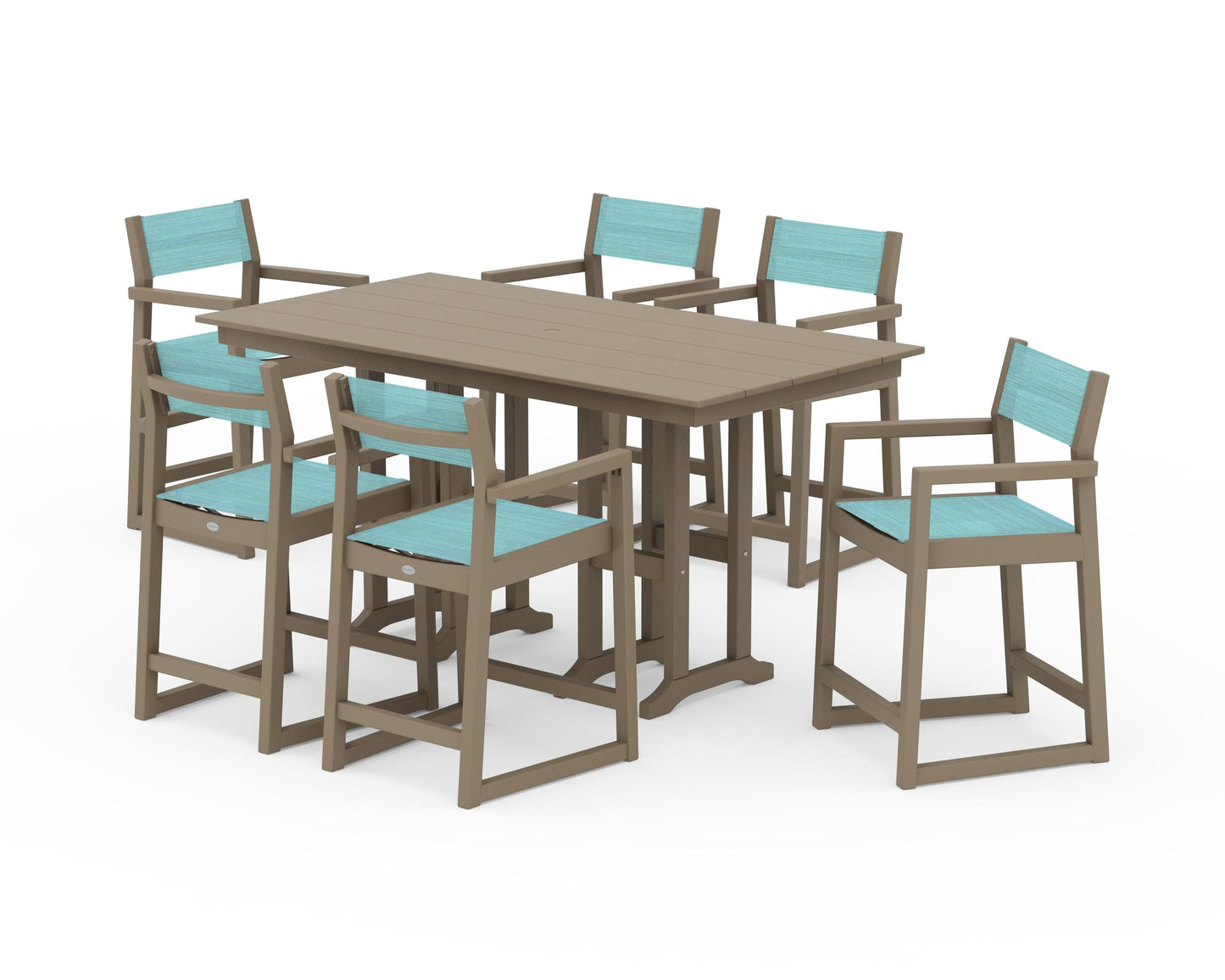 EDGE Sling Arm Chair 7-Piece Farmhouse Counter Set