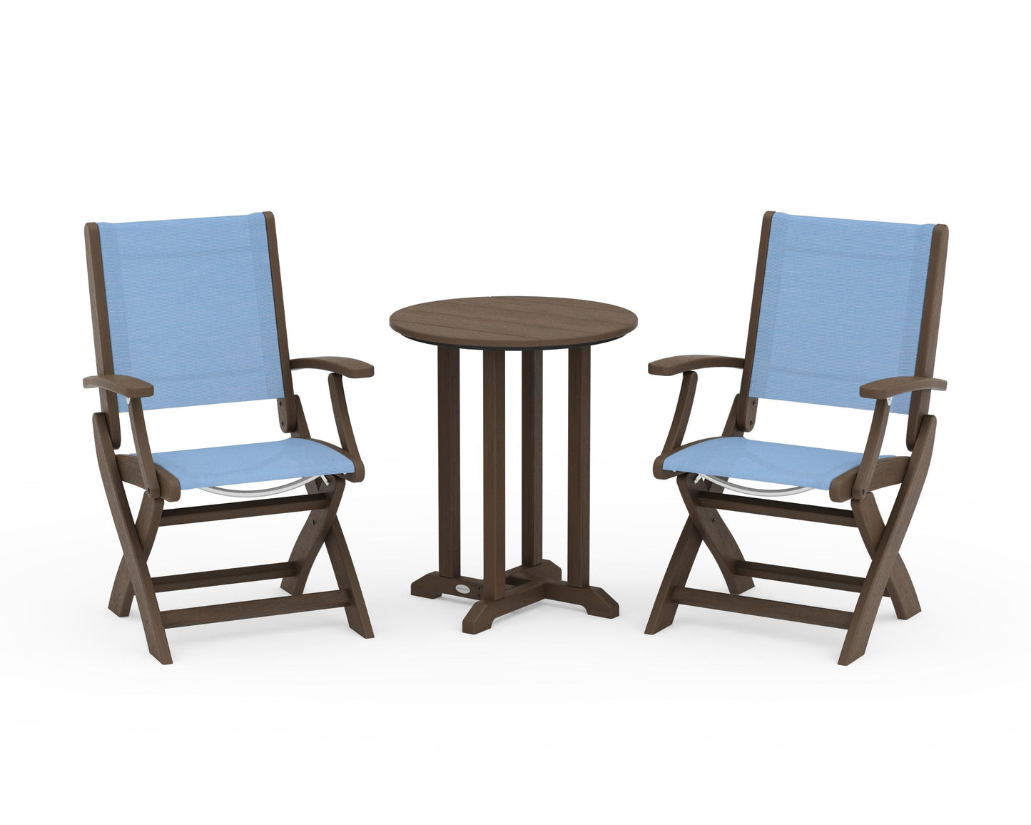 Coastal Folding 3-Piece Round Bistro Dining Set