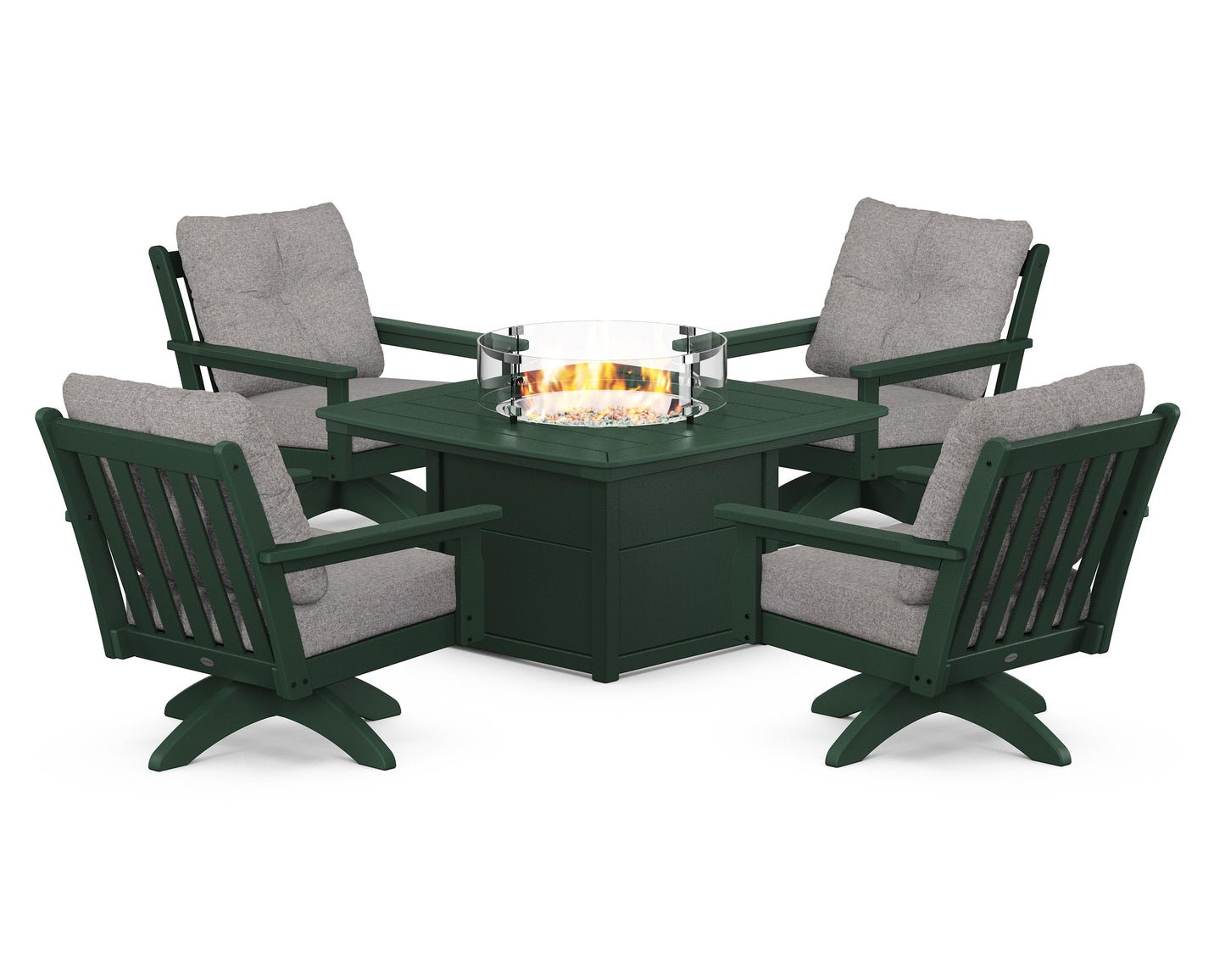 Vineyard 5-Piece Deep Seating Swivel Conversation Set with Fire Pit Table