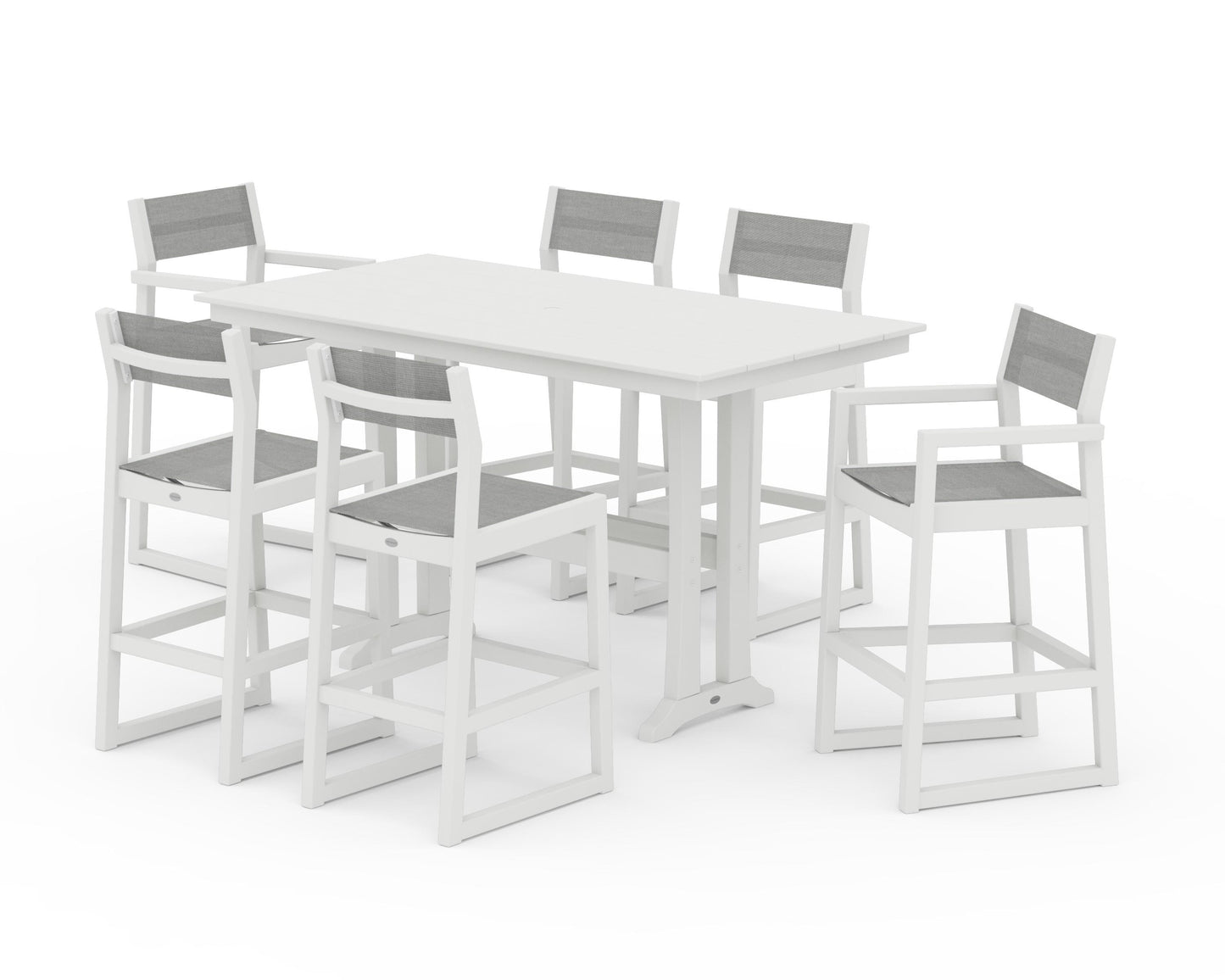 EDGE Sling 7-Piece Farmhouse Bar Set with Trestle Legs