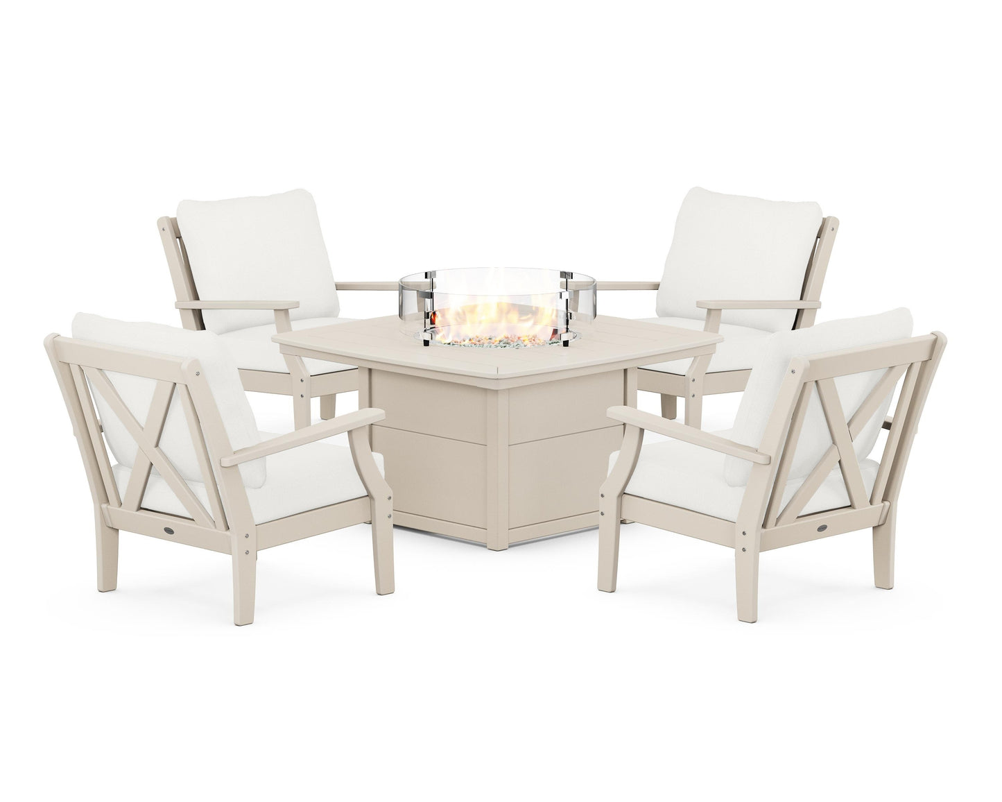 Braxton 5-Piece Deep Seating Conversation Set with Fire Pit Table