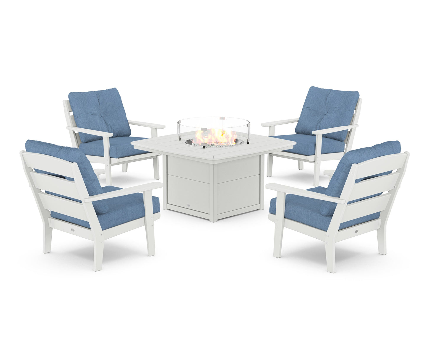 Lakeside 5-Piece Deep Seating Set with Nautical Fire Pit Table