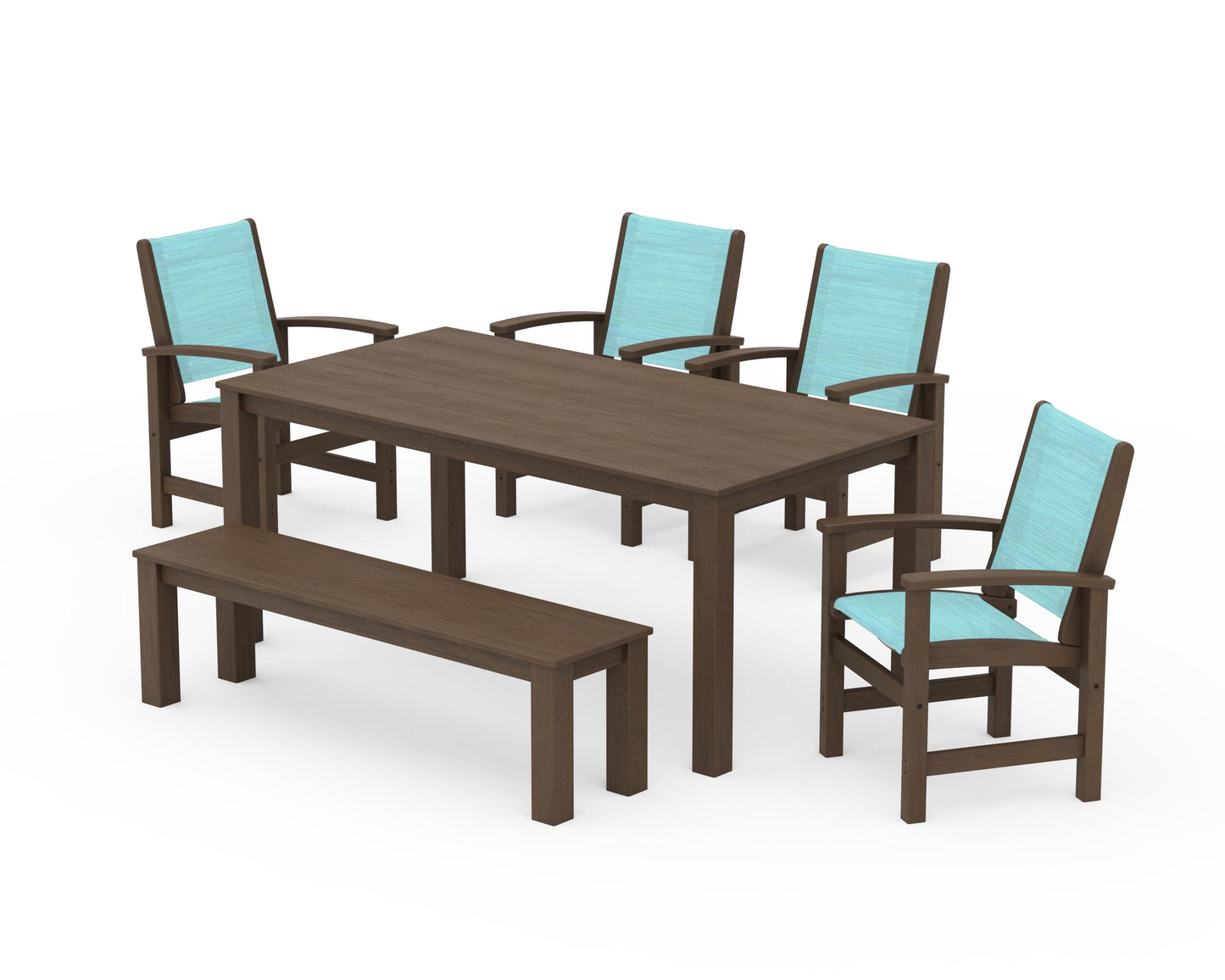 Coastal 6-Piece Parsons Dining Set with Bench