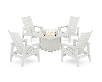 5-Piece Modern Grand Upright Adirondack Conversation Set with Fire Pit Table