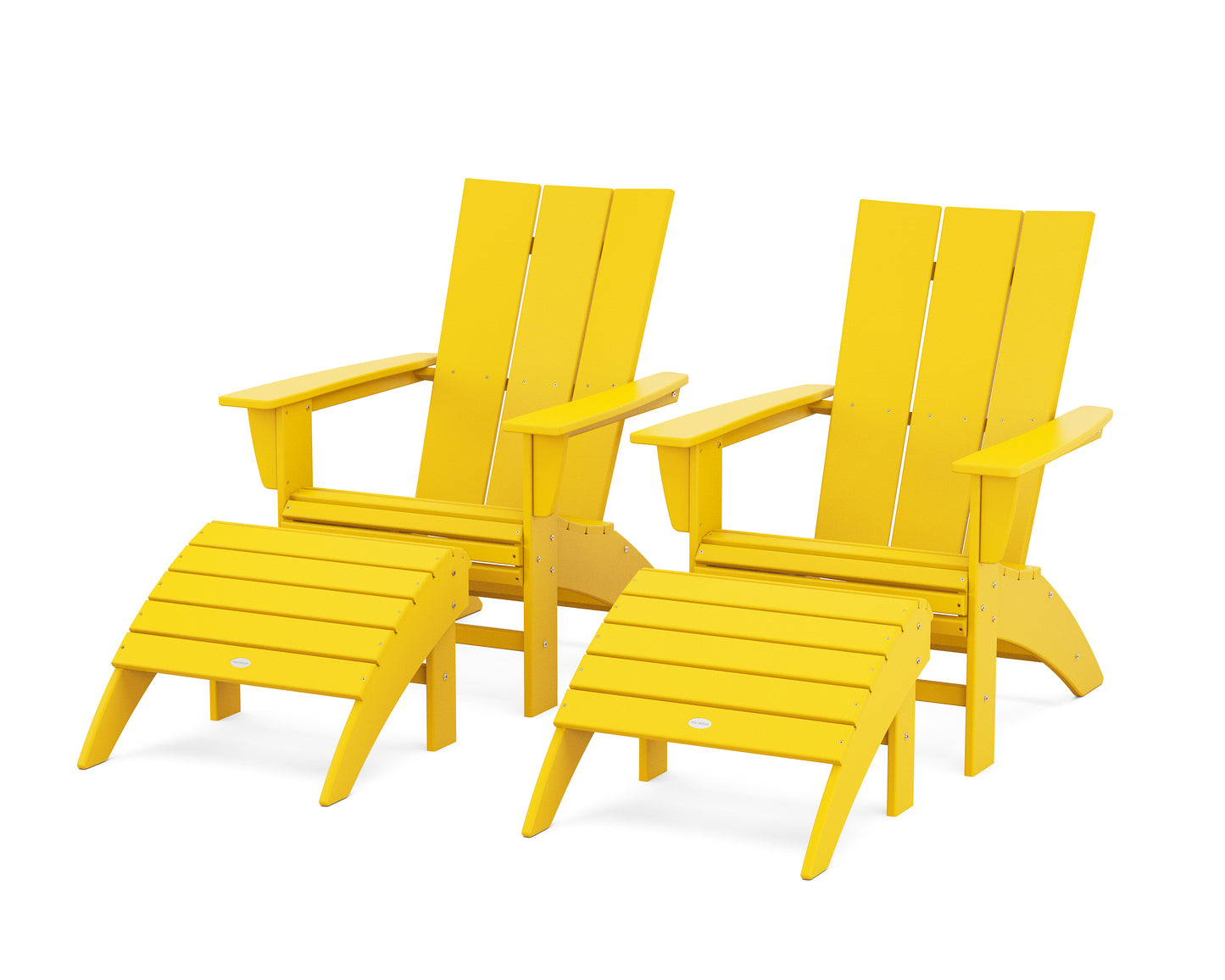 Modern Curveback Adirondack Chair 4-Piece Set with Ottomans