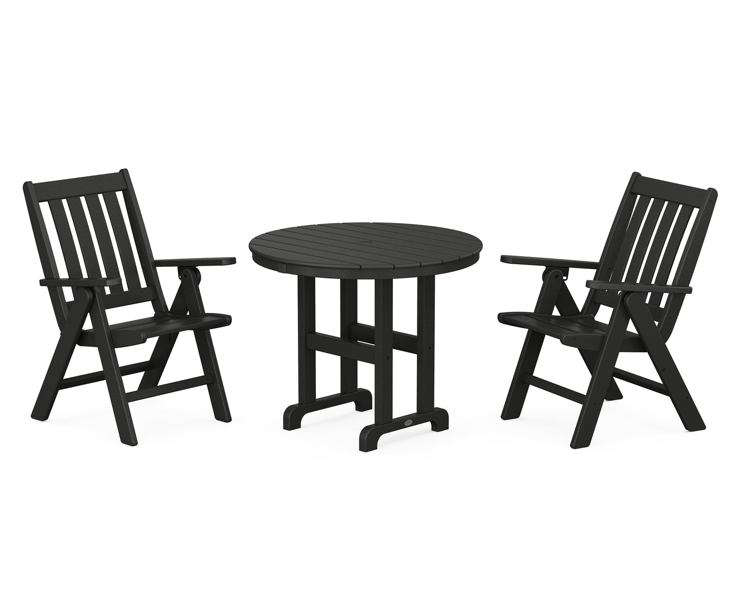 Vineyard Folding Chair 3-Piece Round Dining Set