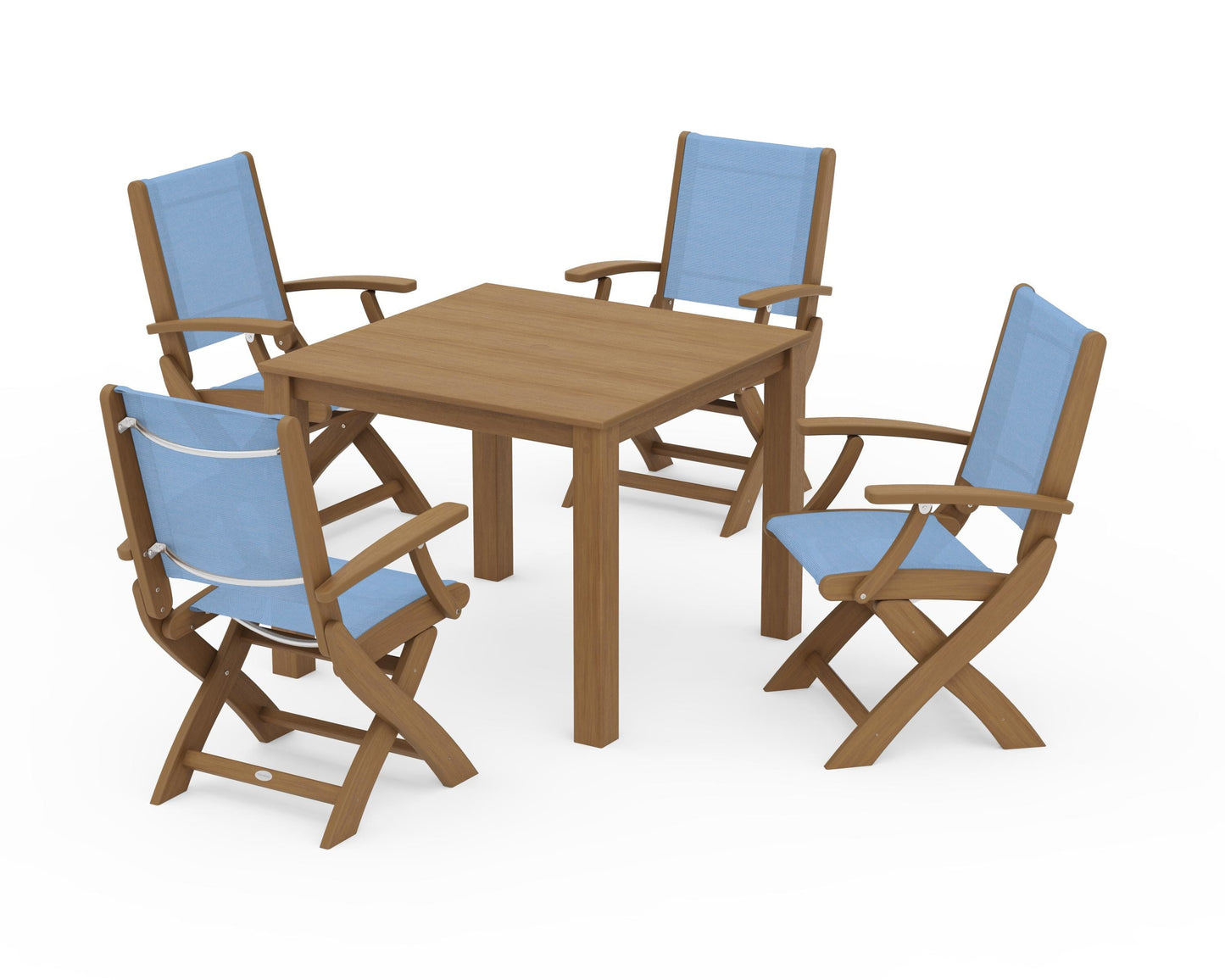 Coastal Folding Chair 5-Piece Parsons Dining Set