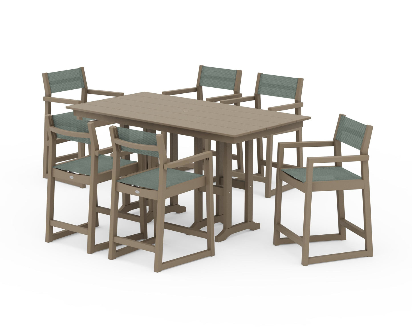 EDGE Sling Arm Chair 7-Piece Farmhouse Counter Set