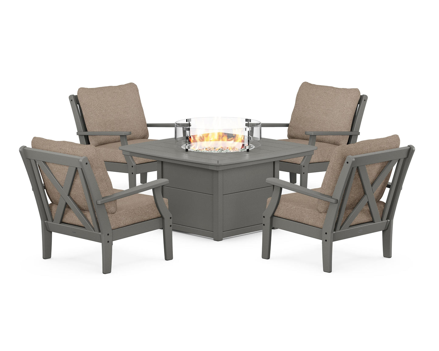 Braxton 5-Piece Deep Seating Conversation Set with Fire Pit Table
