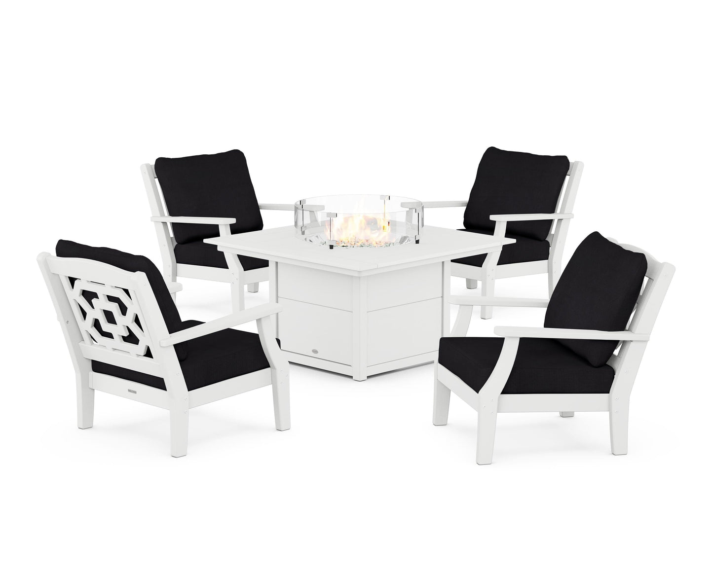 Chinoiserie 5-Piece Deep Seating Set with Fire Pit Table