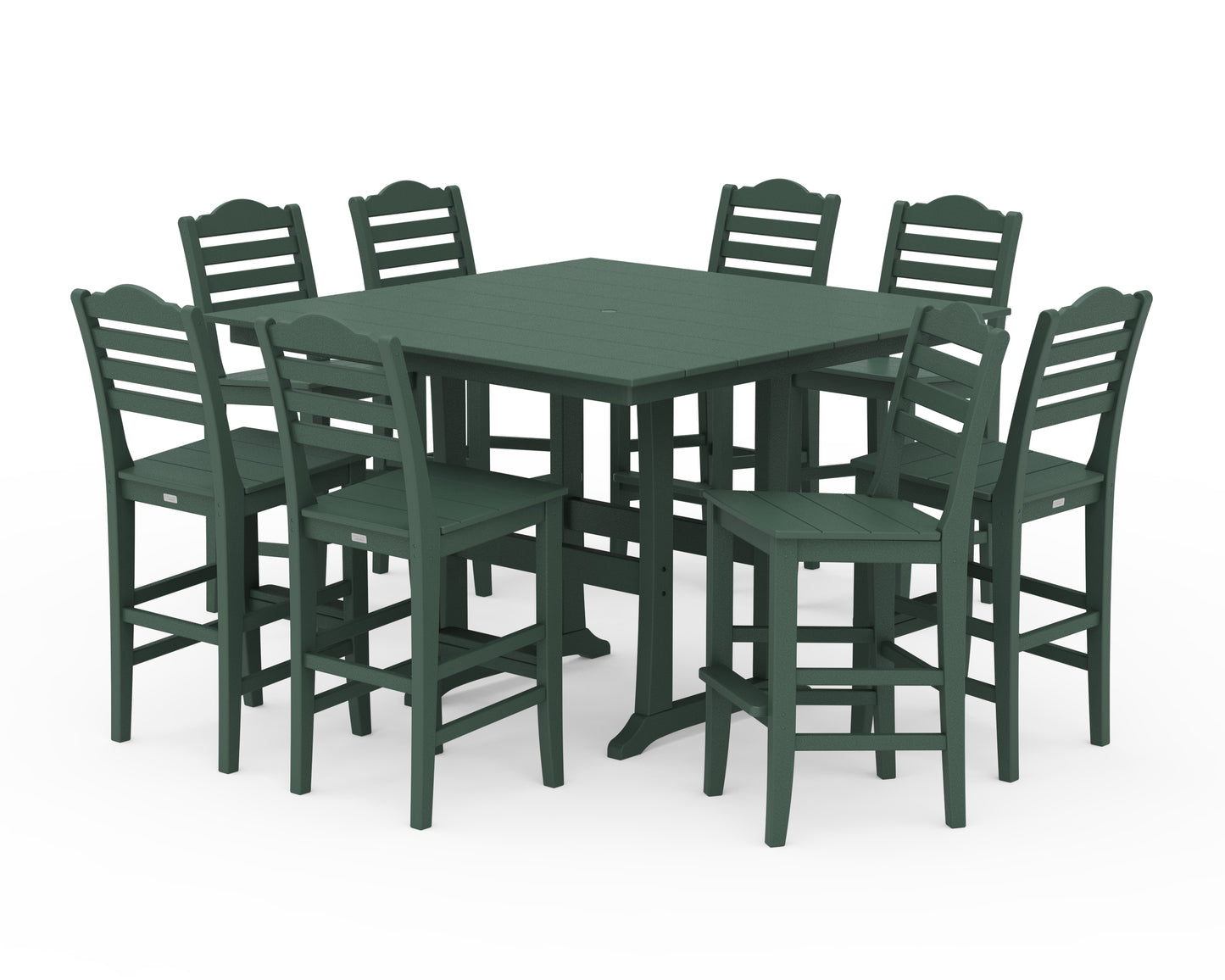 Savannah Side Chair 9-Piece Square Farmhouse Bar Set with Trestle Legs