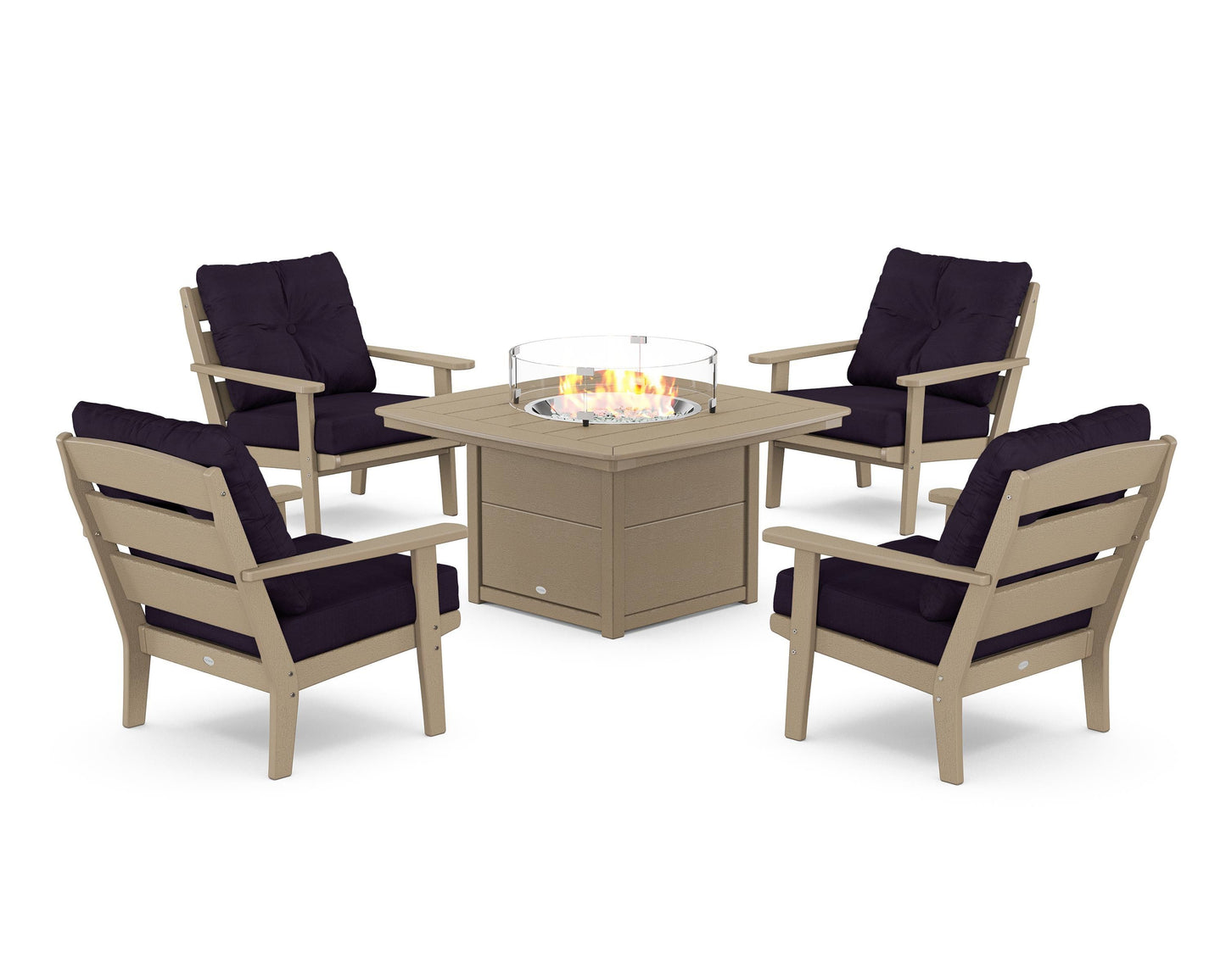 Lakeside 5-Piece Deep Seating Set with Nautical Fire Pit Table