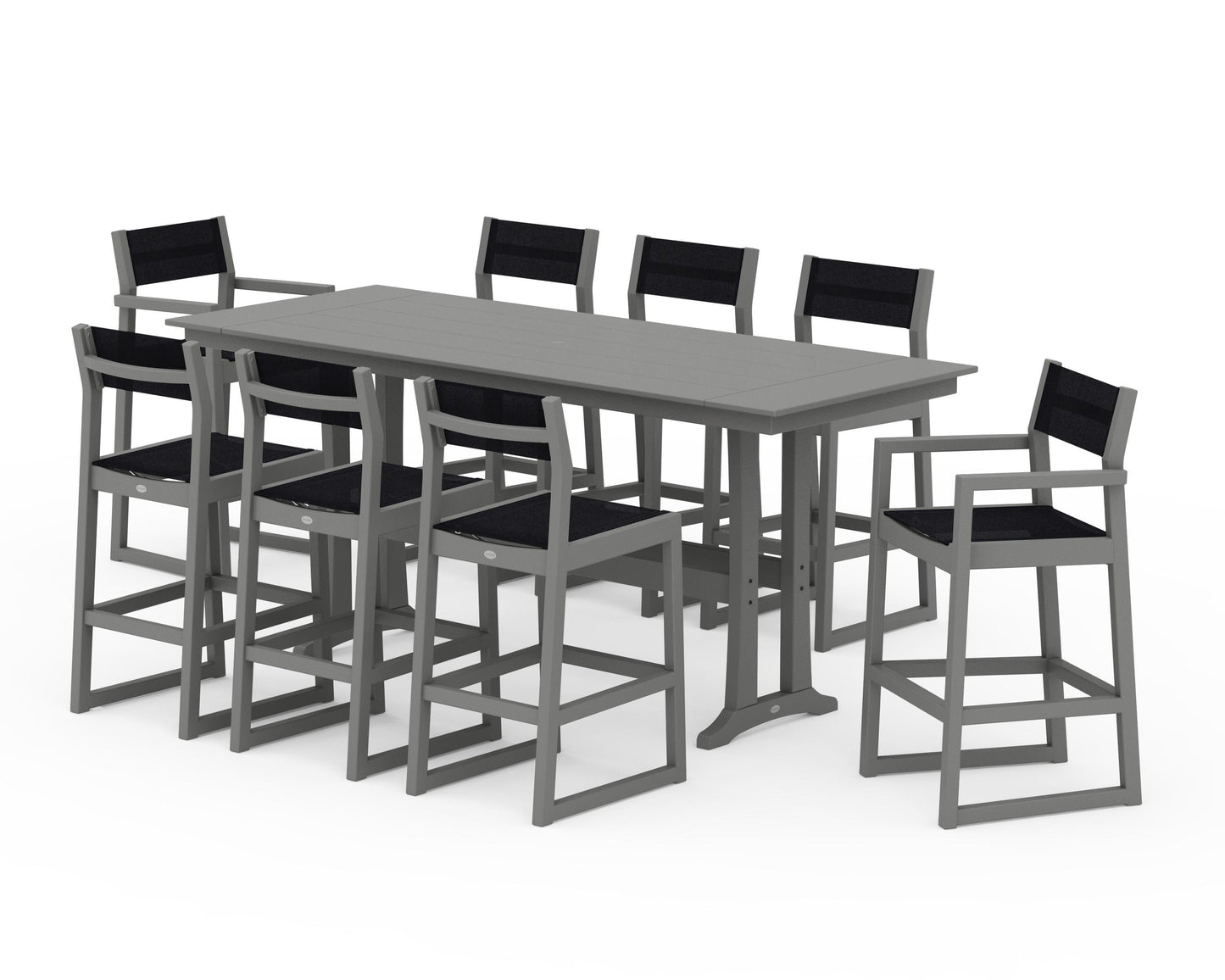 EDGE Sling 9-Piece Farmhouse Bar Set with Trestle Legs