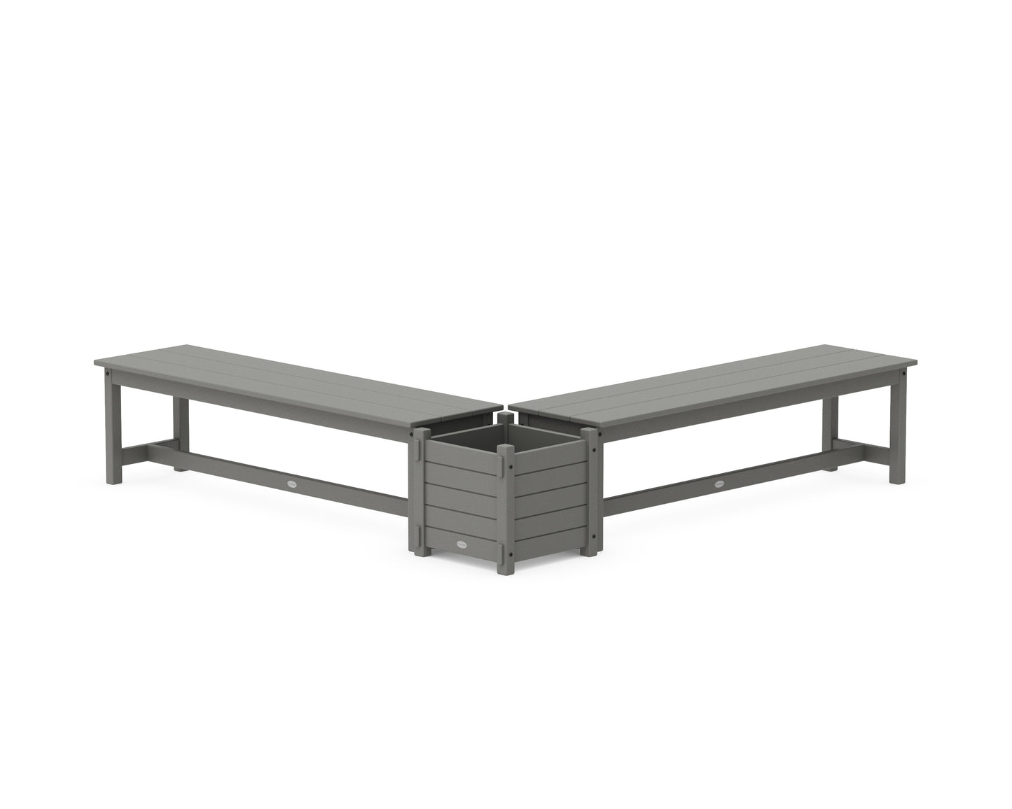 60" Nautical L- Shaped Planter Bench Set