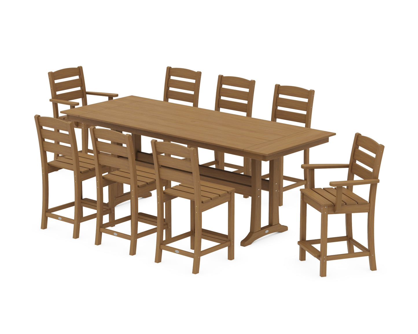 Lakeside 9-Piece Farmhouse Counter Set with Trestle Legs