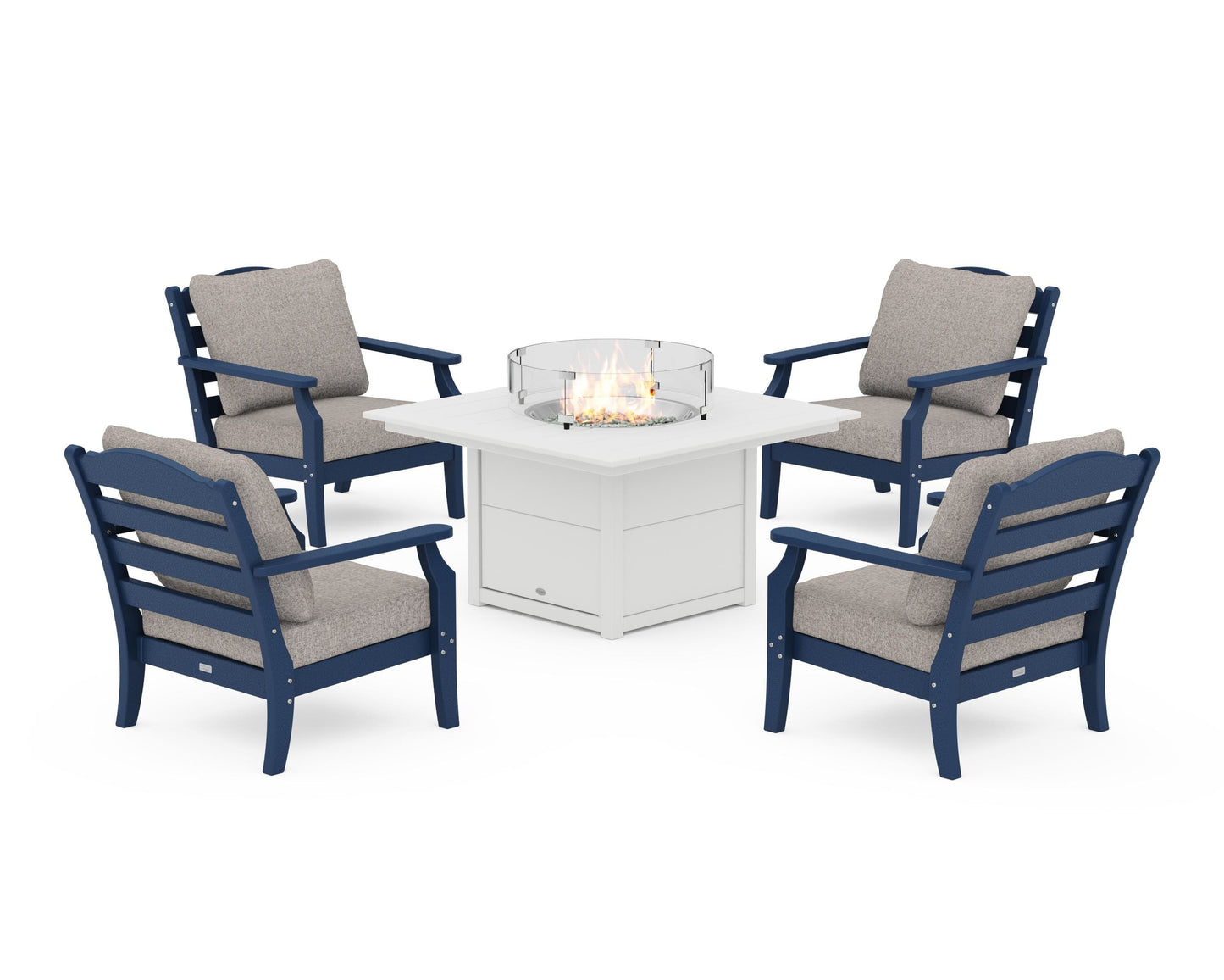 Savannah 5-Piece Deep Seating Set with Fire Pit Table