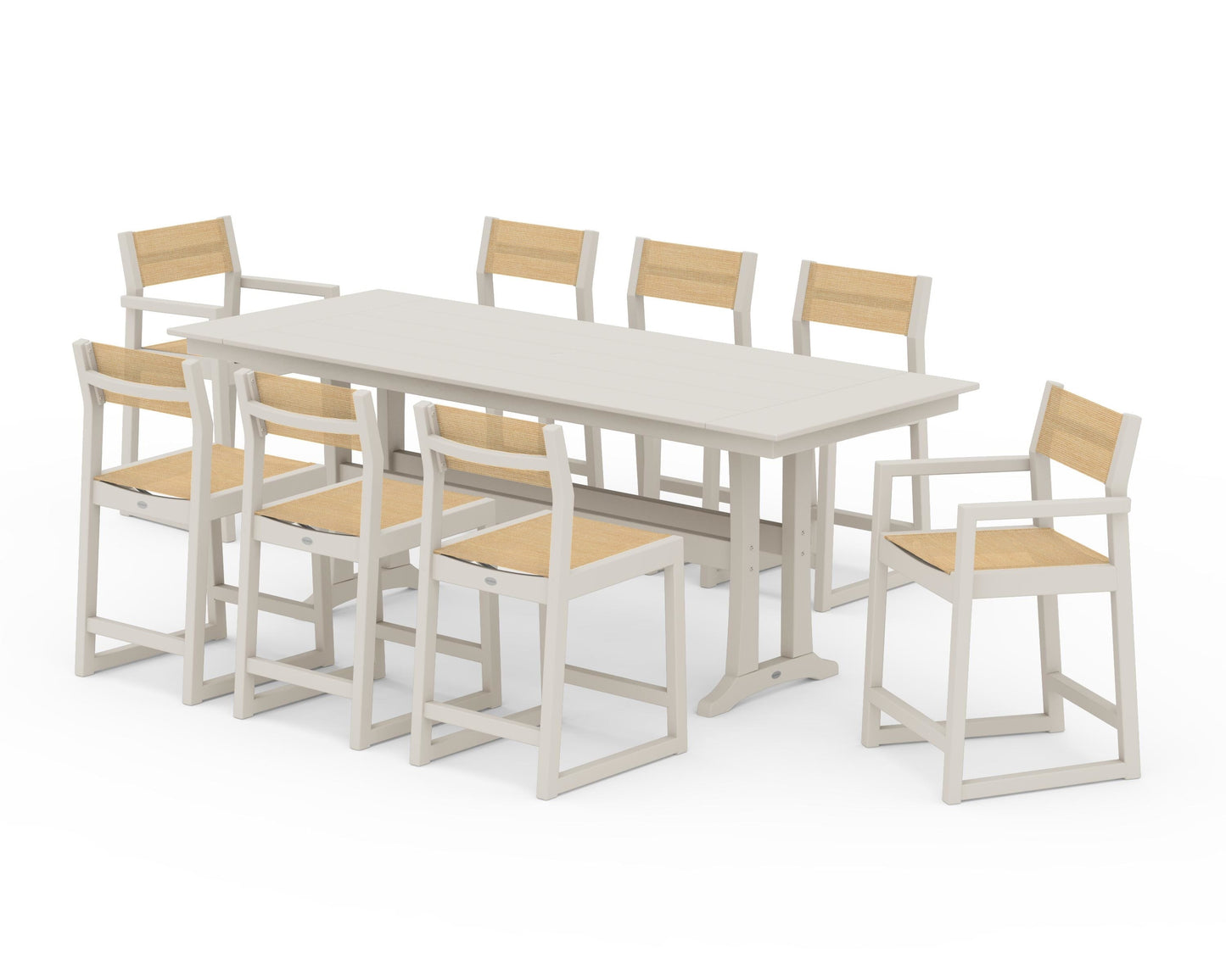 EDGE Sling 9-Piece Farmhouse Counter Set with Trestle Legs