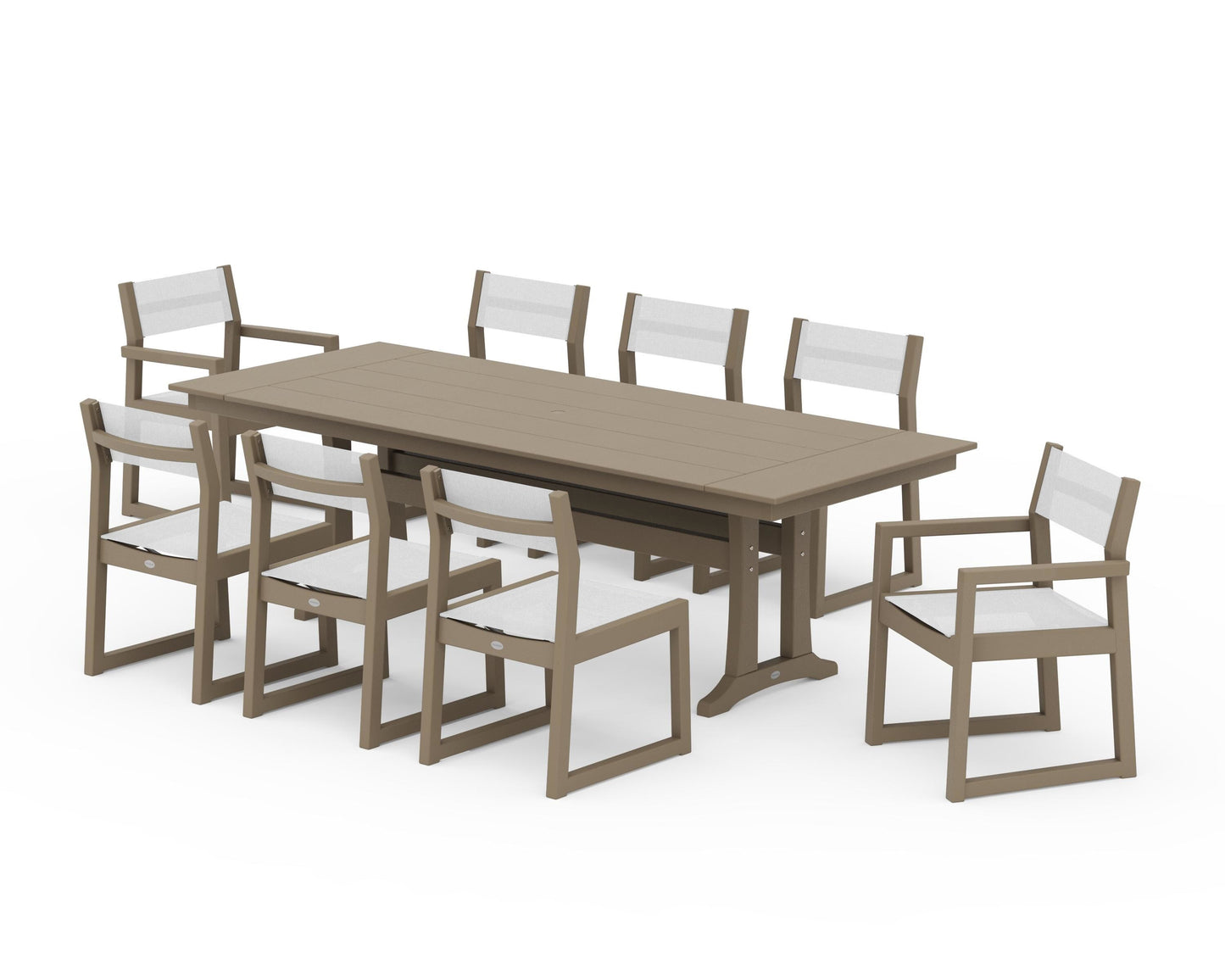 EDGE Sling 9-Piece Farmhouse Trestle Dining Set