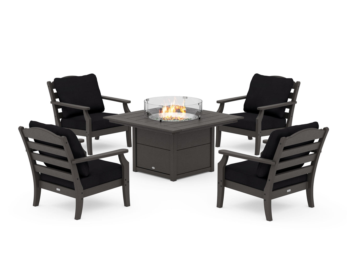 Savannah 5-Piece Deep Seating Set with Fire Pit Table