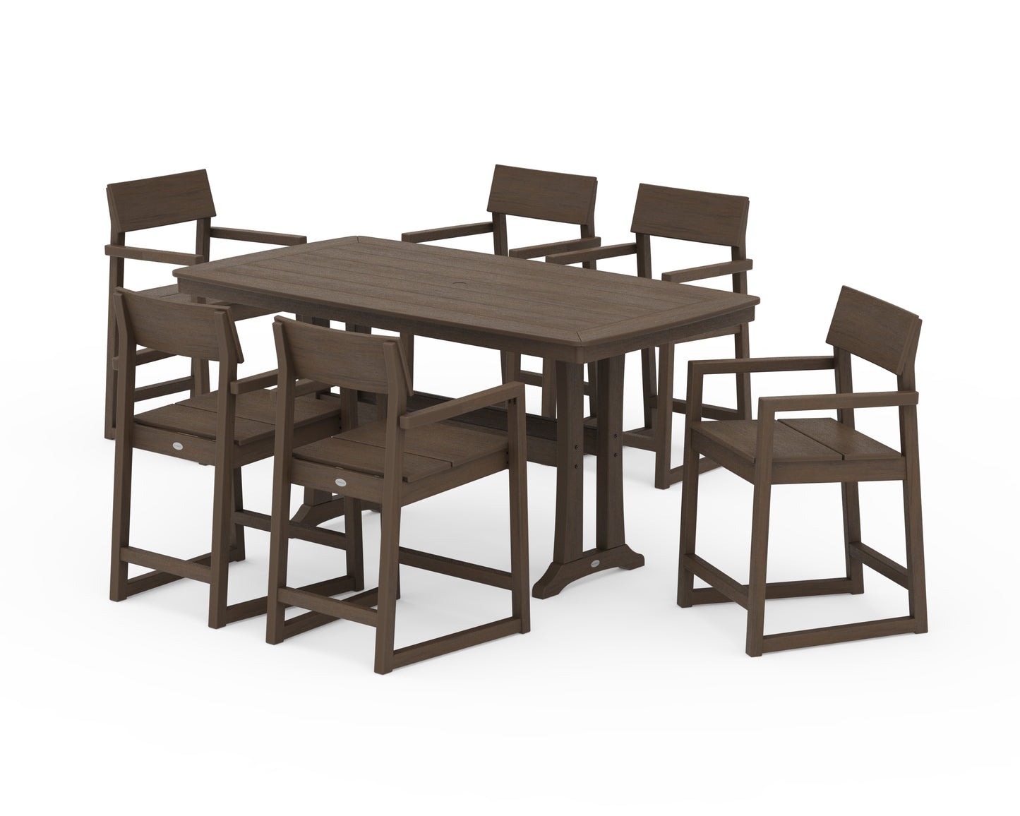 EDGE Arm Chair 7-Piece Counter Set with Trestle Legs