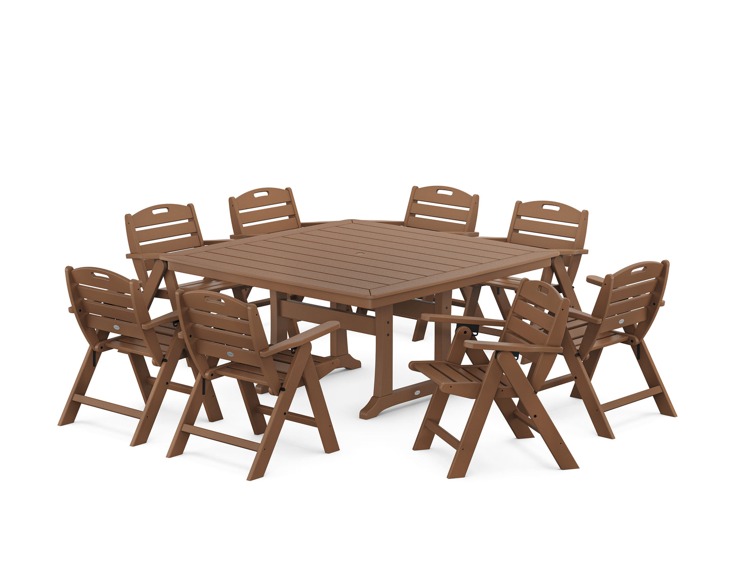 Nautical Lowback 9-Piece Square Dining Set with Trestle Legs