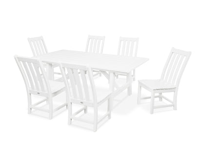 Vineyard 7-Piece Rustic Farmhouse Side Chair Dining Set