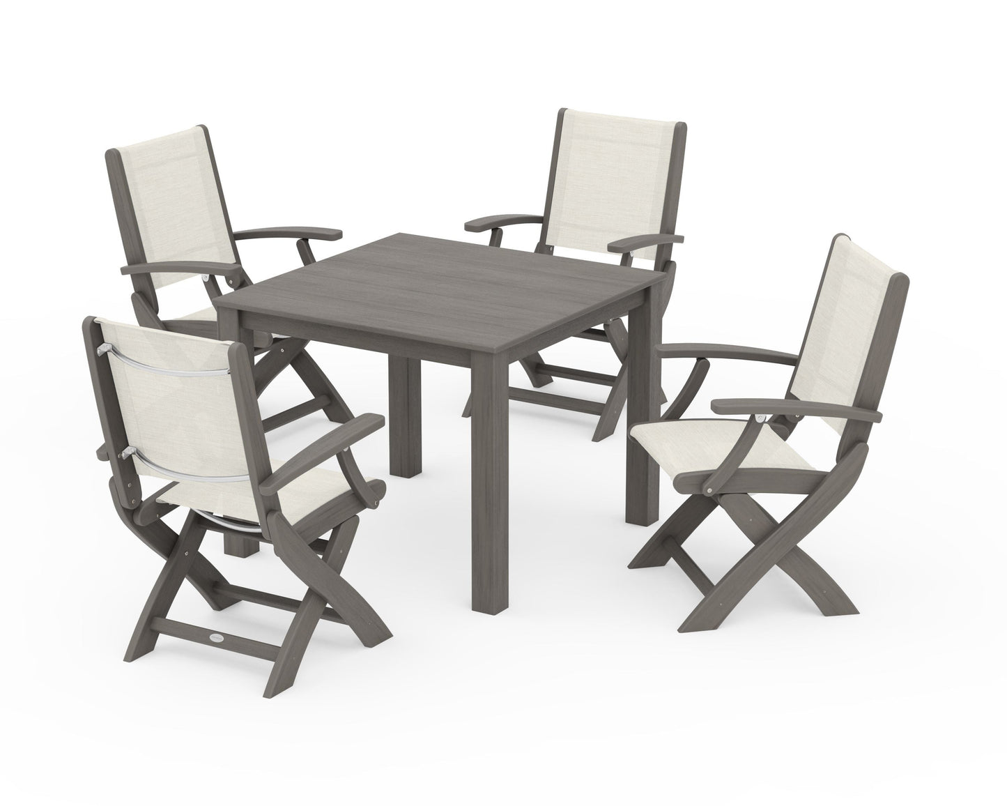 Coastal Folding Chair 5-Piece Parsons Dining Set