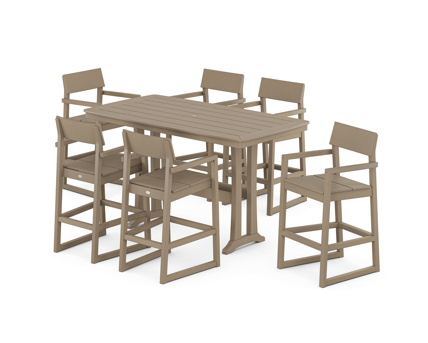 EDGE Arm Chair 7-Piece Bar Set with Trestle Legs