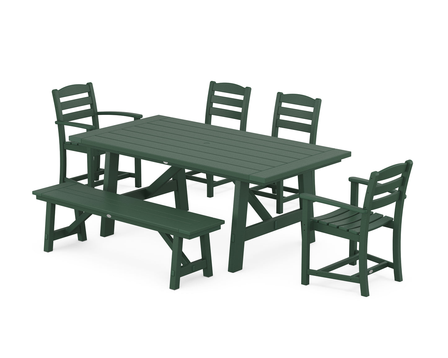 La Casa Café 6-Piece Rustic Farmhouse Dining Set with Bench