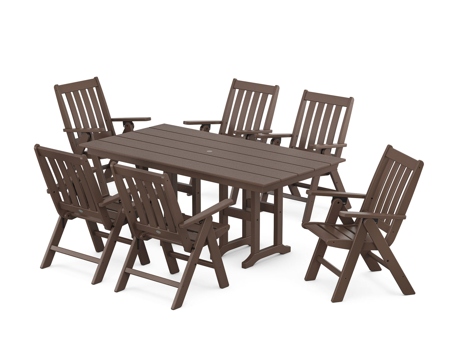 Vineyard Folding Chair 7-Piece Farmhouse Dining Set