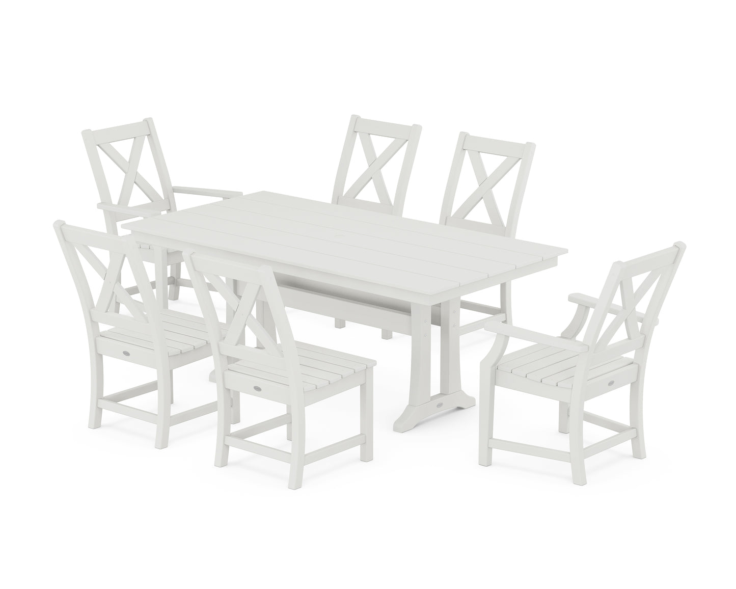 Braxton 7-Piece Farmhouse Dining Set With Trestle Legs