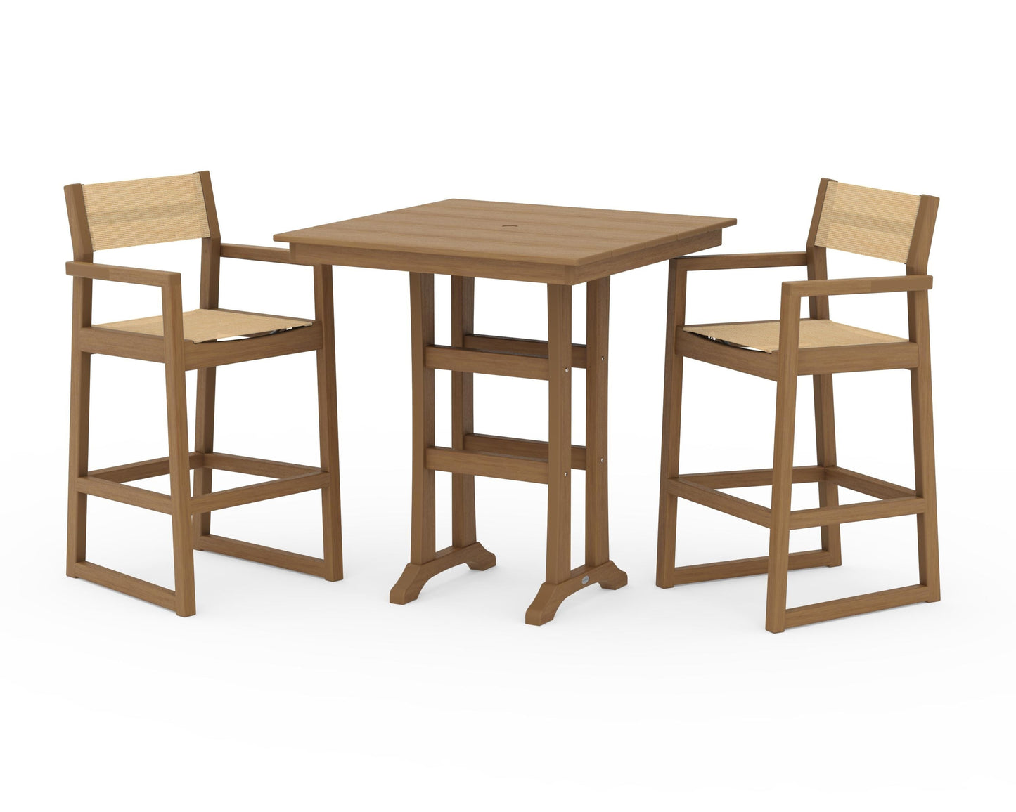 EDGE Sling Arm Chair 3-Piece Farmhouse Bar Set with Trestle Legs