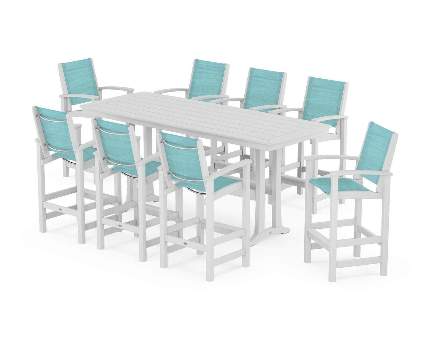Coastal 9-Piece Bar Set with Trestle Legs