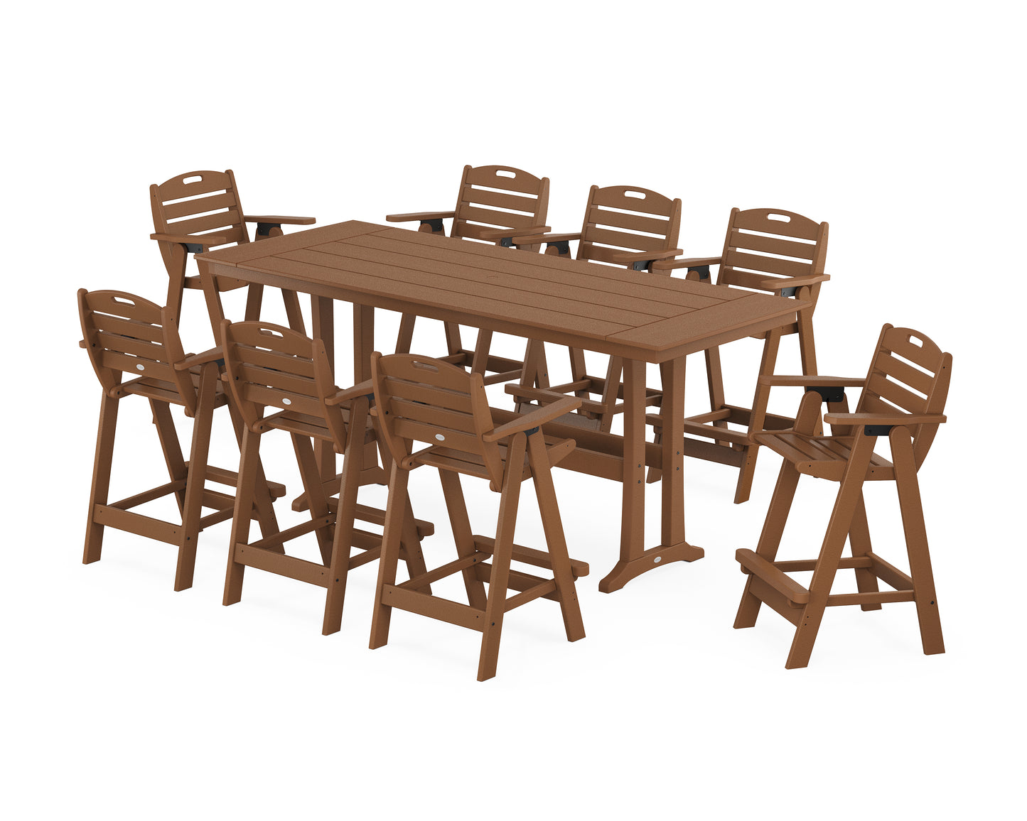 Nautical 9-Piece Farmhouse Bar Set with Trestle Legs