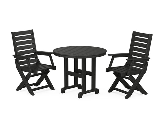 Captain Folding Chair 3-Piece Round Dining Set